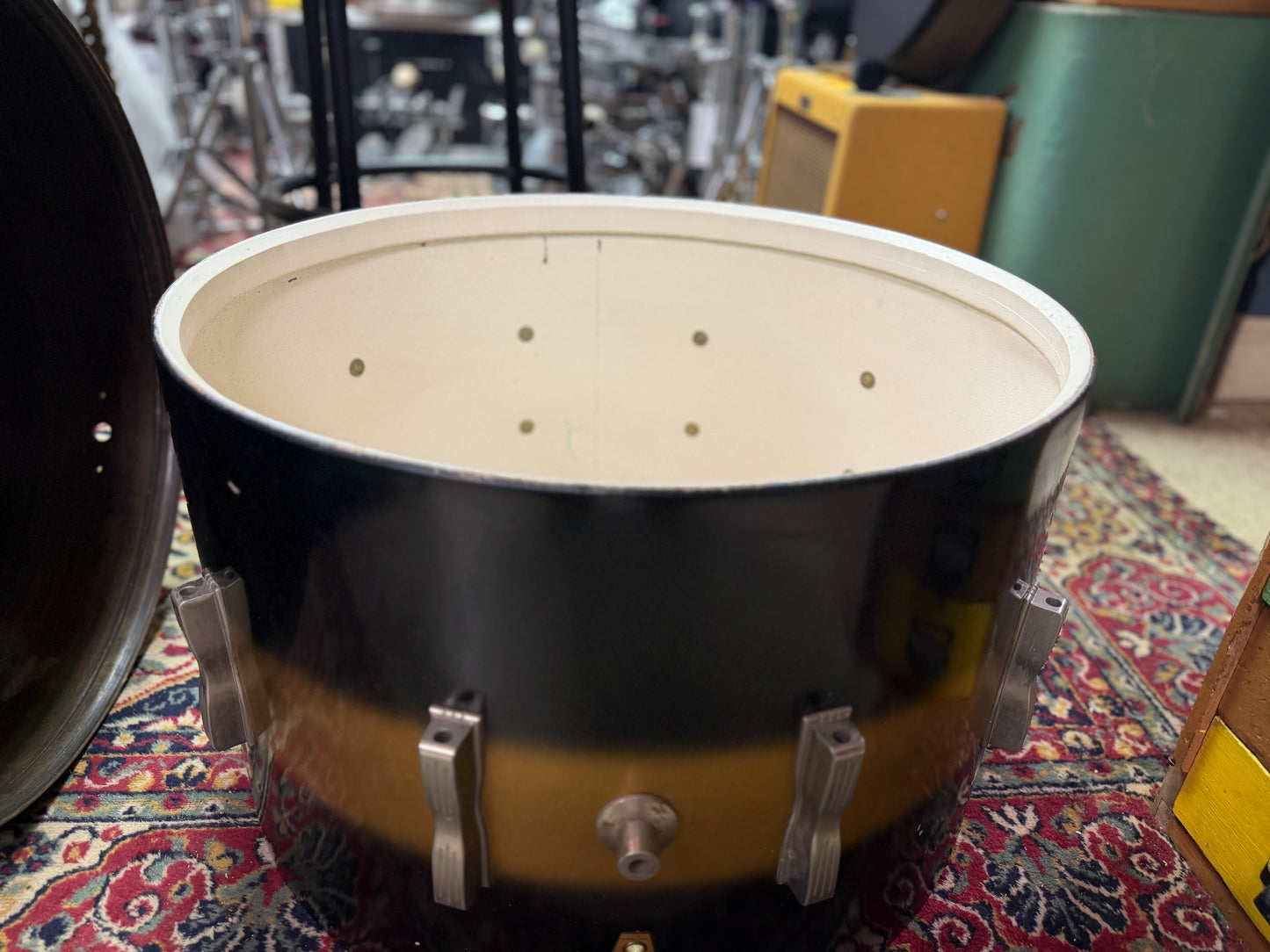 1960 Ludwig Club Date 14x22 Black & Gold Duco Bass Drum Shell