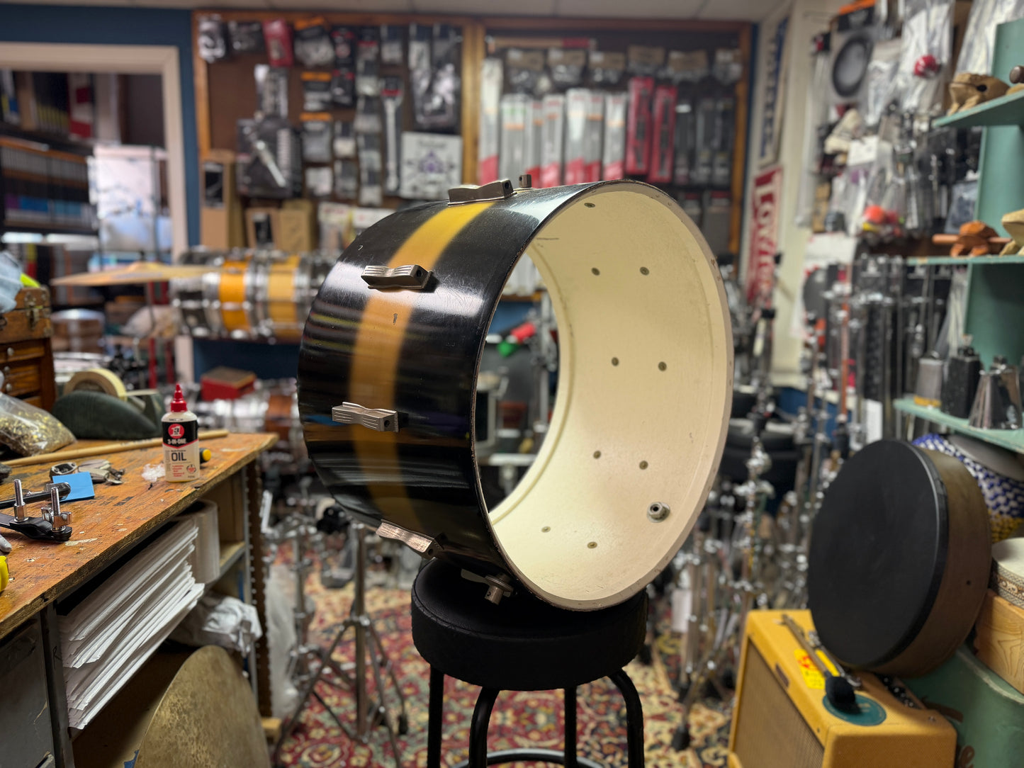 1960 Ludwig Club Date 14x22 Black & Gold Duco Bass Drum Shell