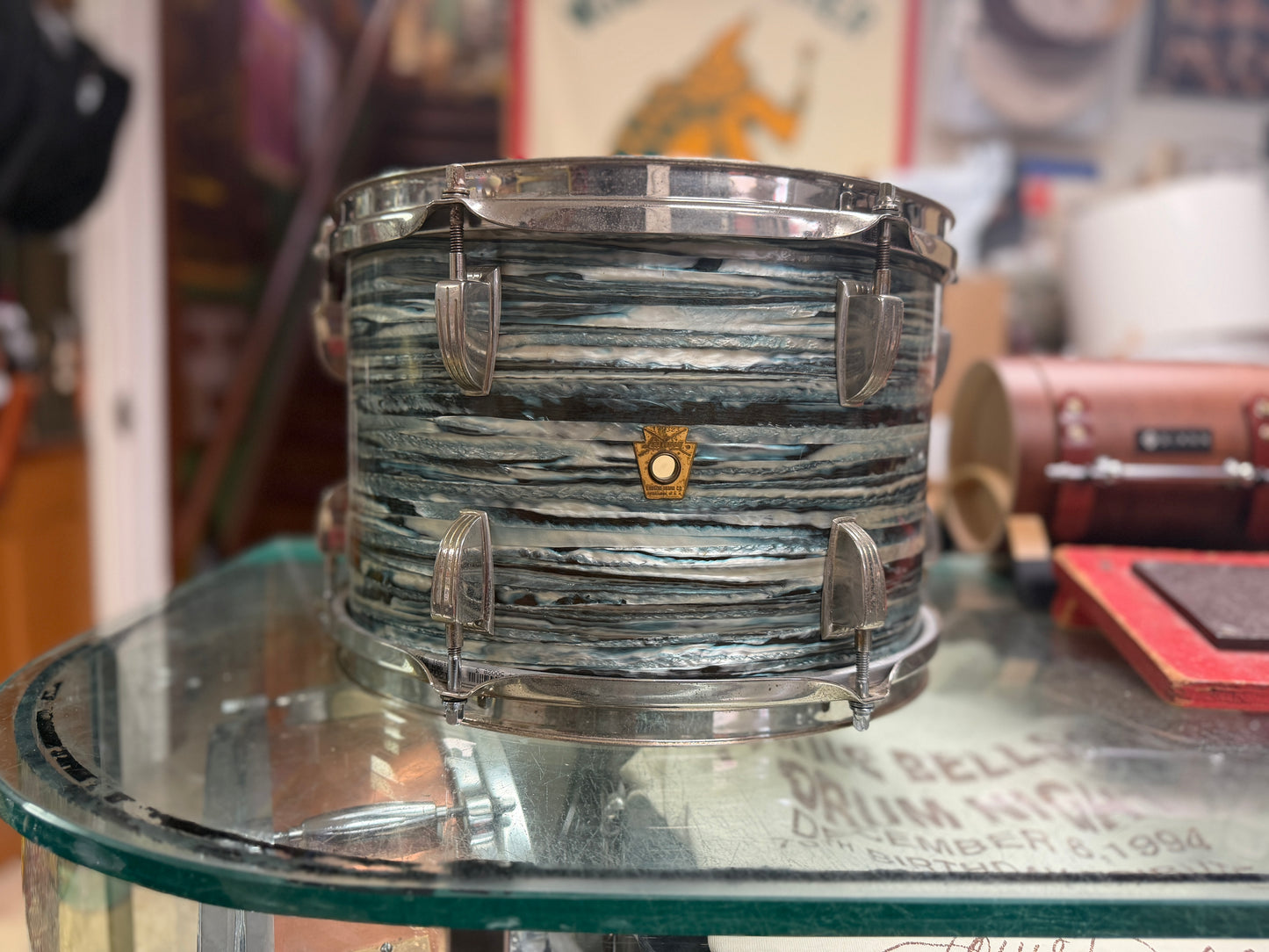 1960s Ludwig 8x12 Tom Tom in Blue Oyster Pearl