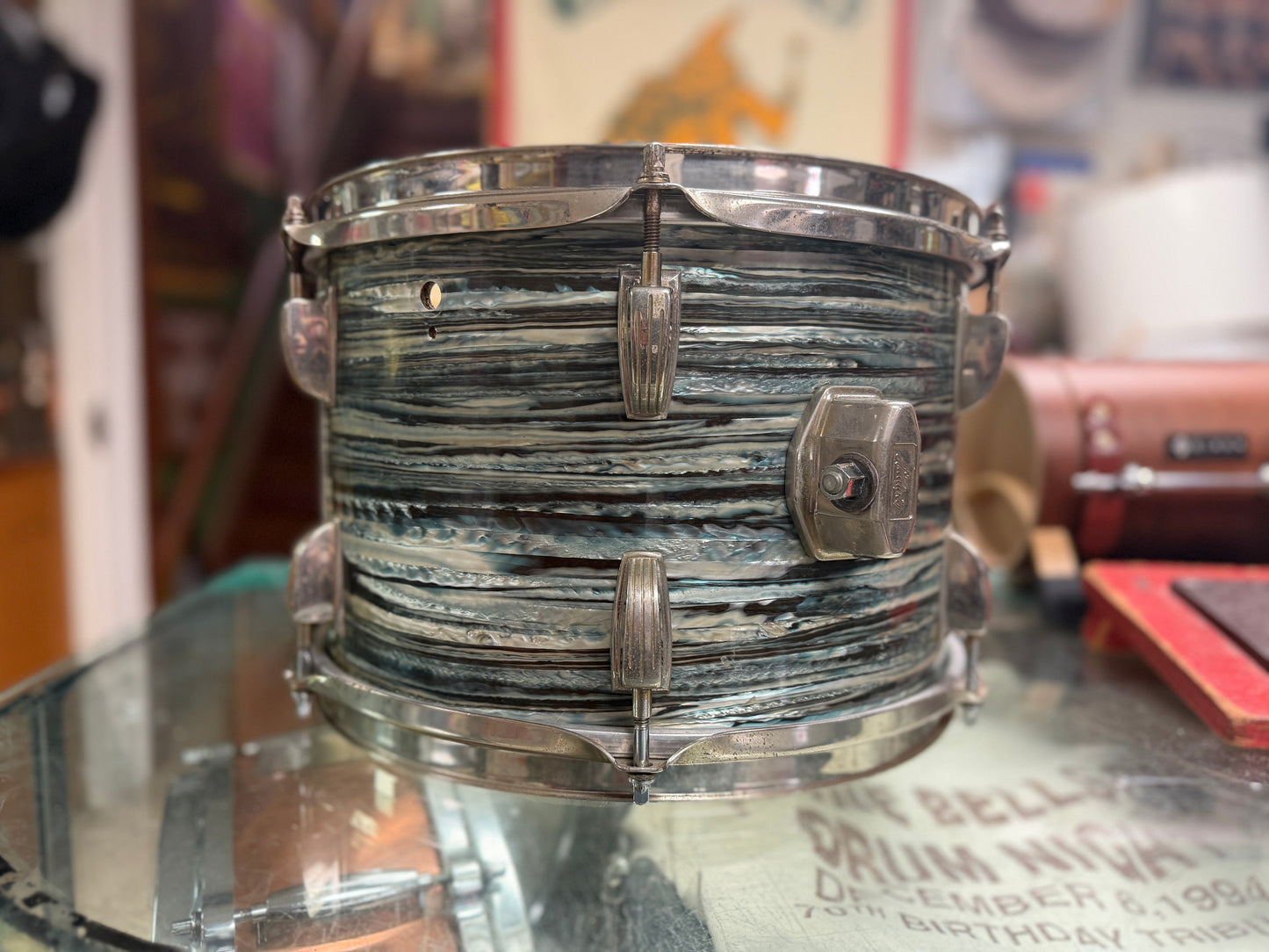 1960s Ludwig 8x12 Tom Tom in Blue Oyster Pearl