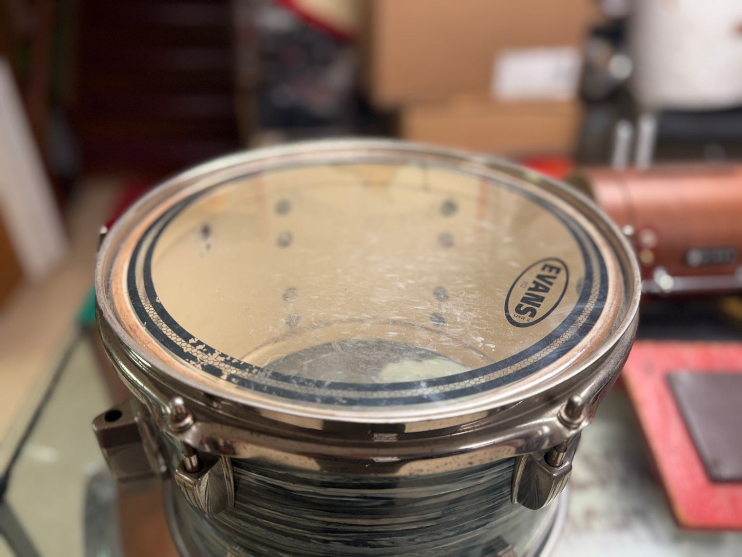1960s Ludwig 8x12 Tom Tom in Blue Oyster Pearl