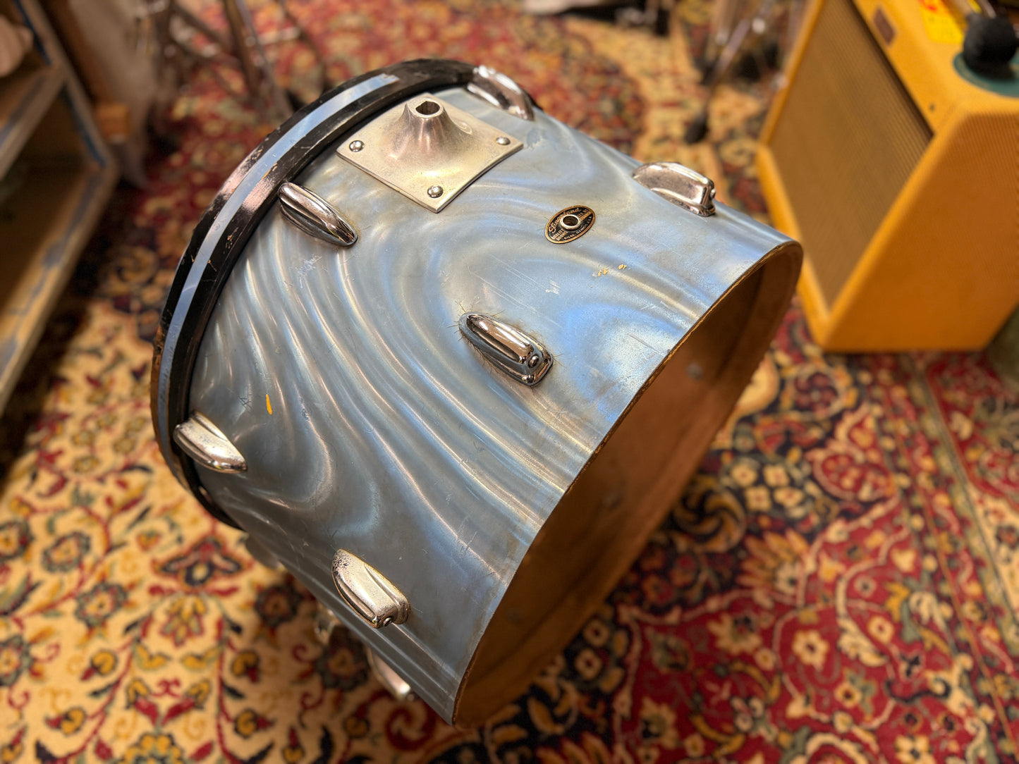 1960s Slingerland 14x20 Bass Drum Shell in Blue Satin Flame