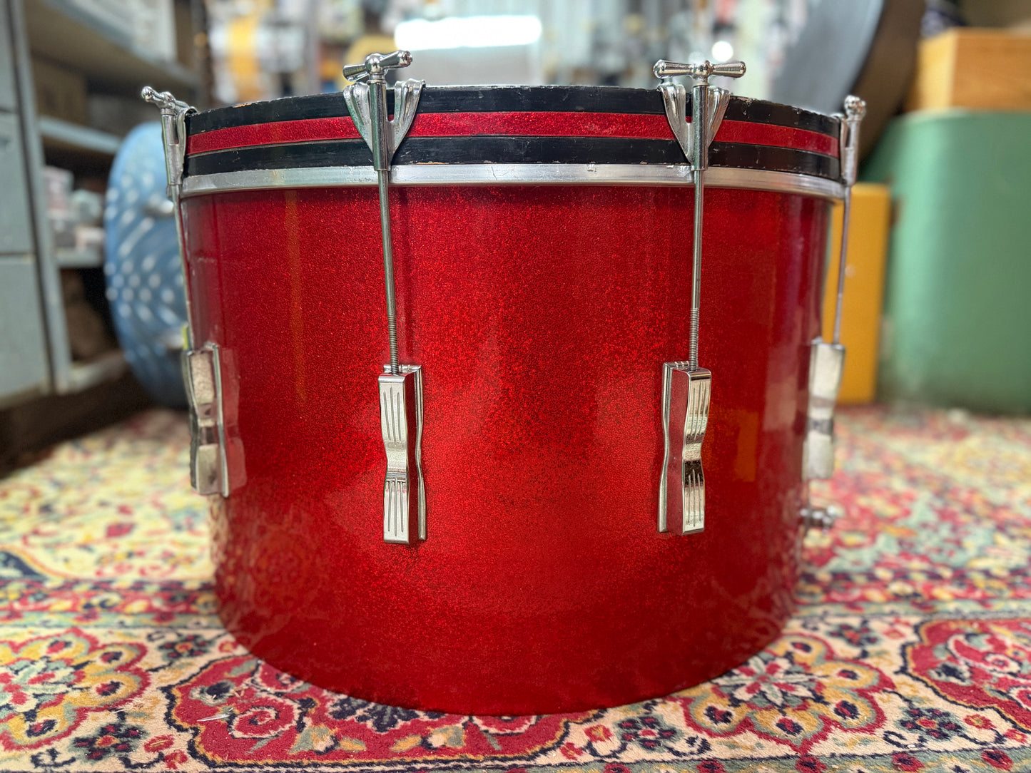 1960s Ludwig Club Date 14x22 Bass Drum Project in Red Sparkle / Duco