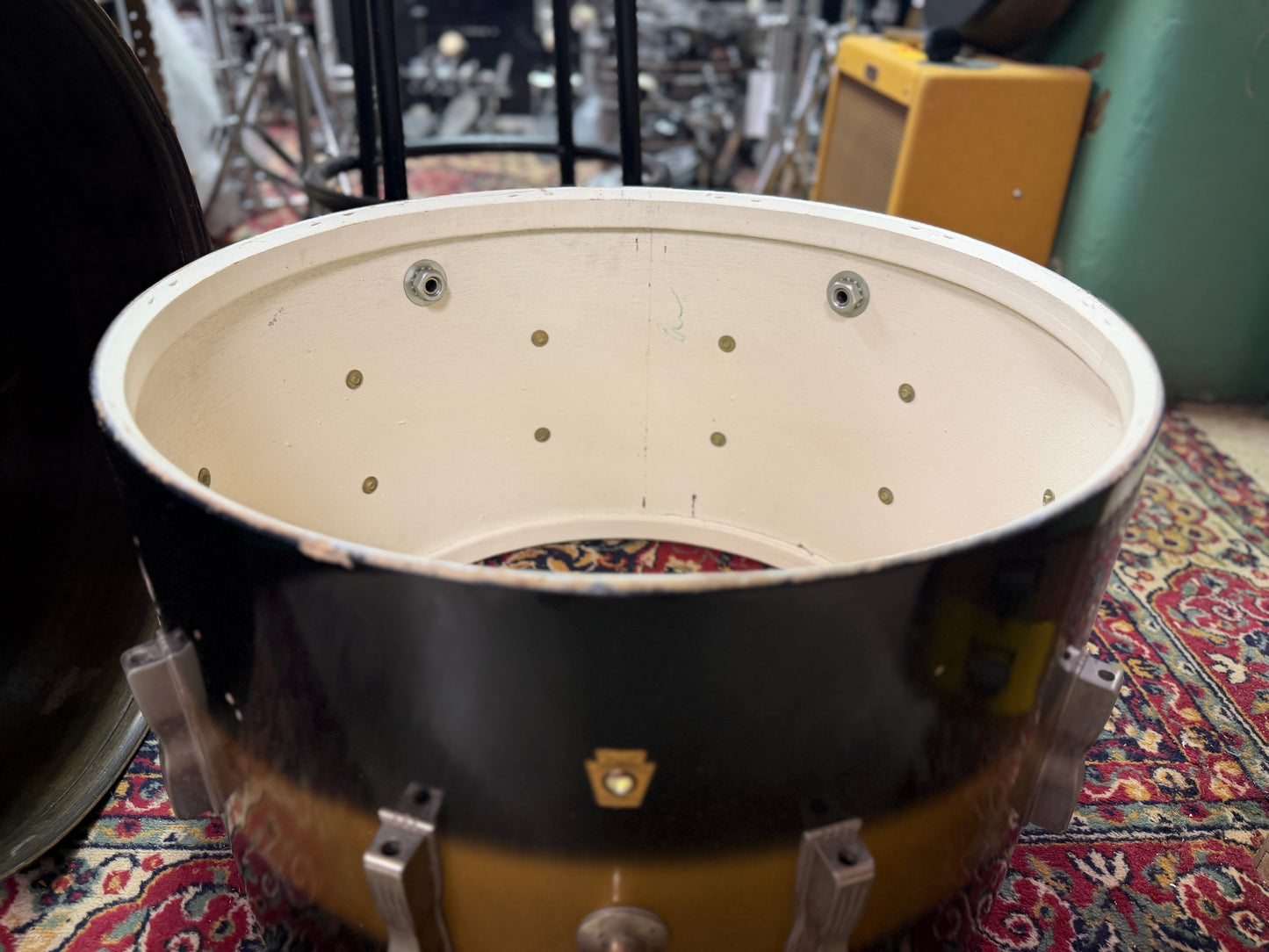 1960 Ludwig Club Date 14x22 Black & Gold Duco Bass Drum Shell