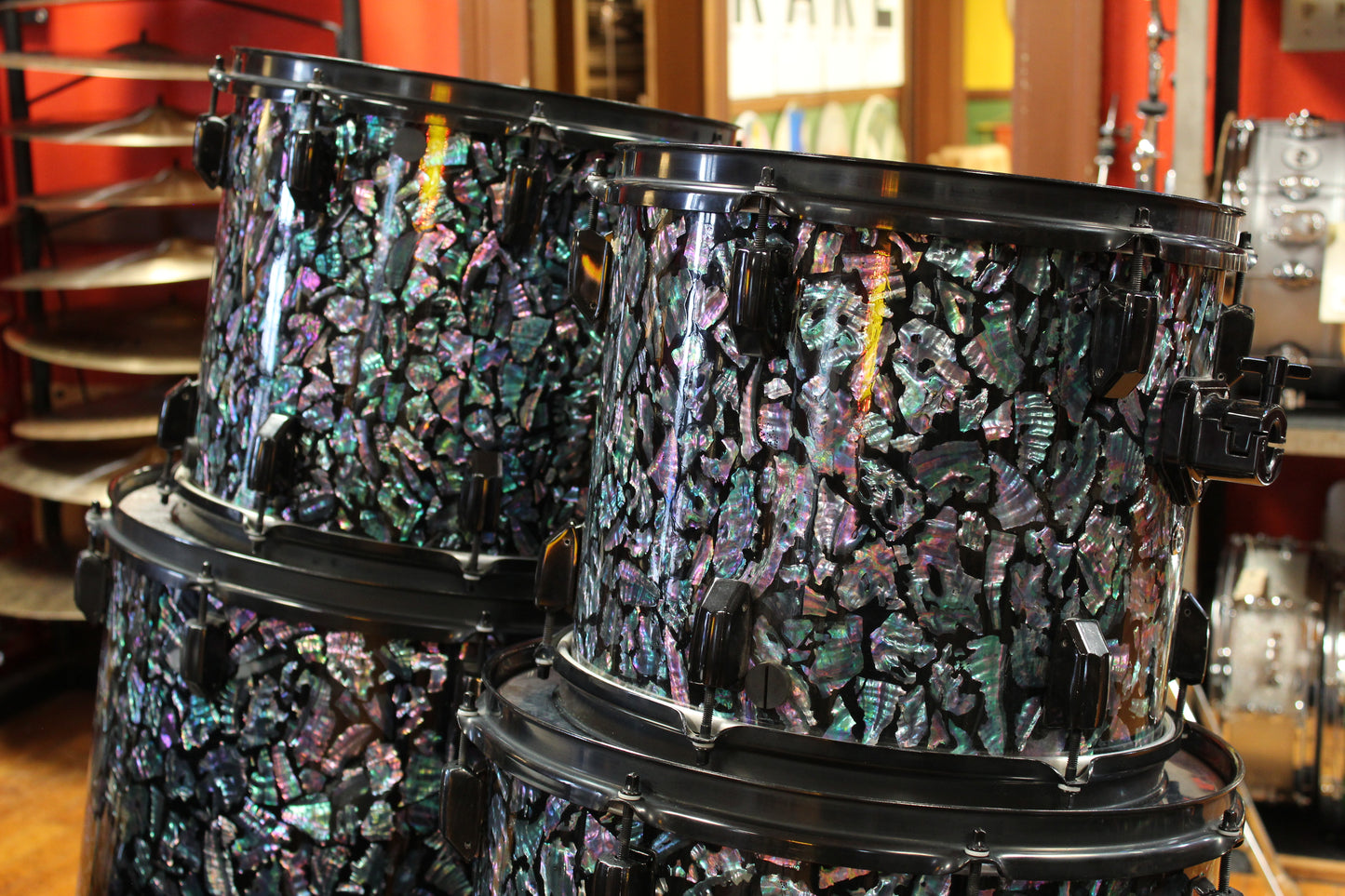 1990s Pearl Masters Mother of Pearl Drum Kit 18x24 16x20 16x18 16x16 12x14 11x13 10x12 8x10 8x8 8x6 6.5x14