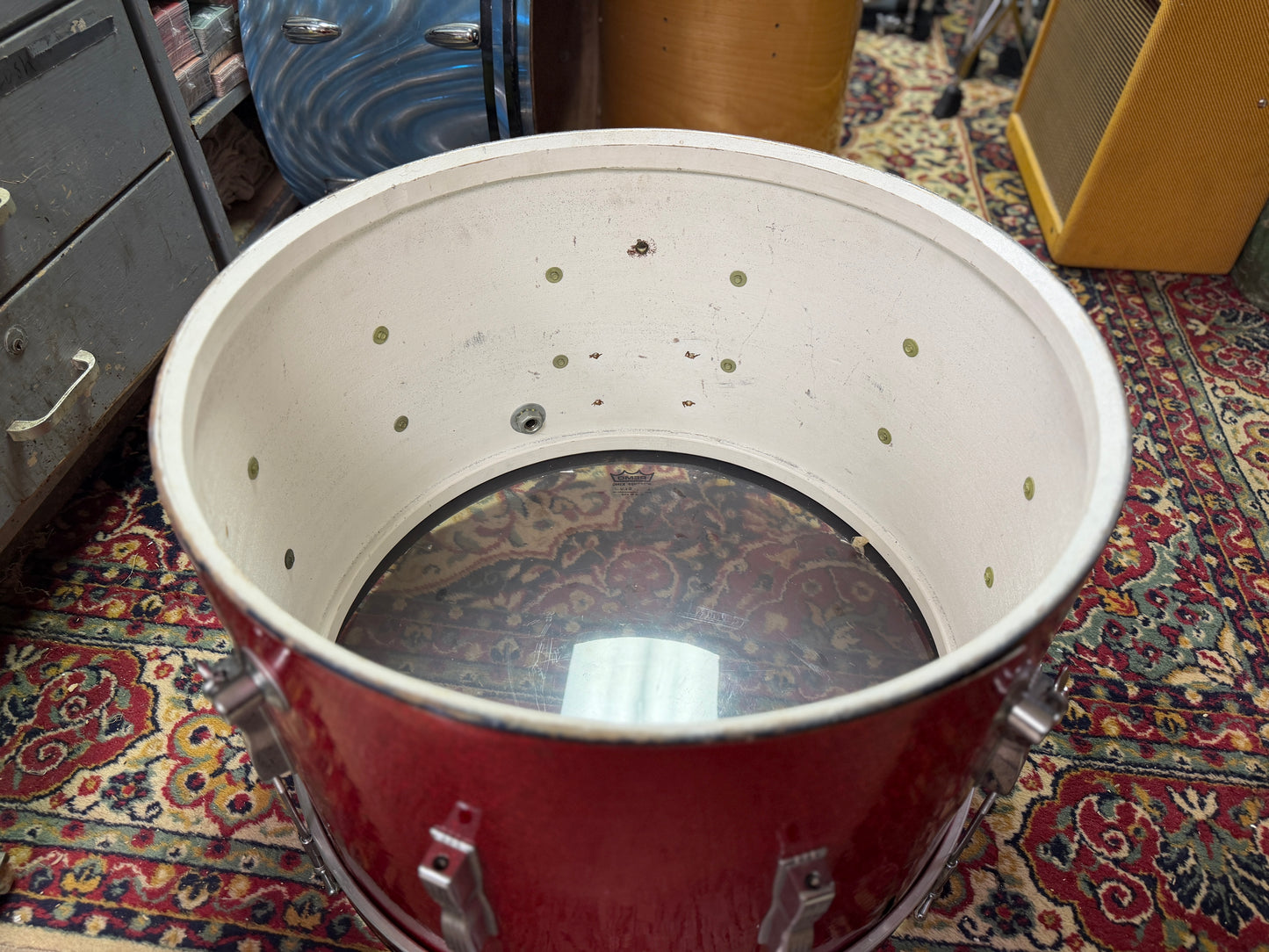 1960s Ludwig Club Date 14x22 Bass Drum Project in Red Sparkle / Duco