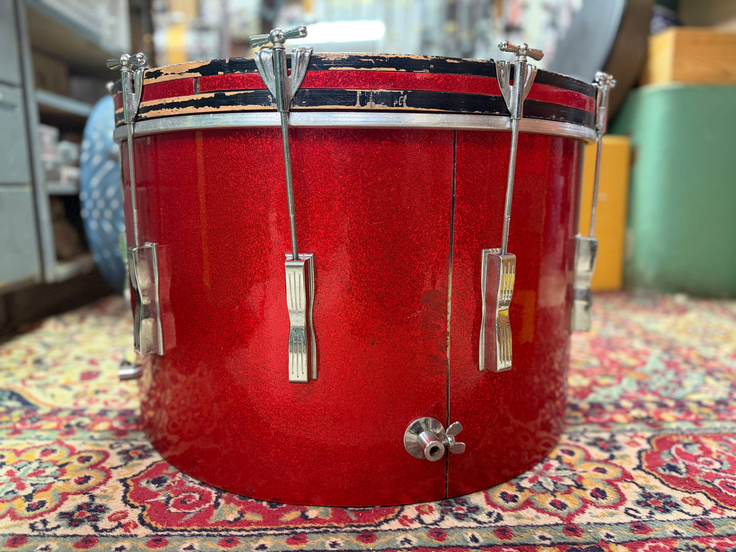 1960s Ludwig Club Date 14x22 Bass Drum Project in Red Sparkle / Duco