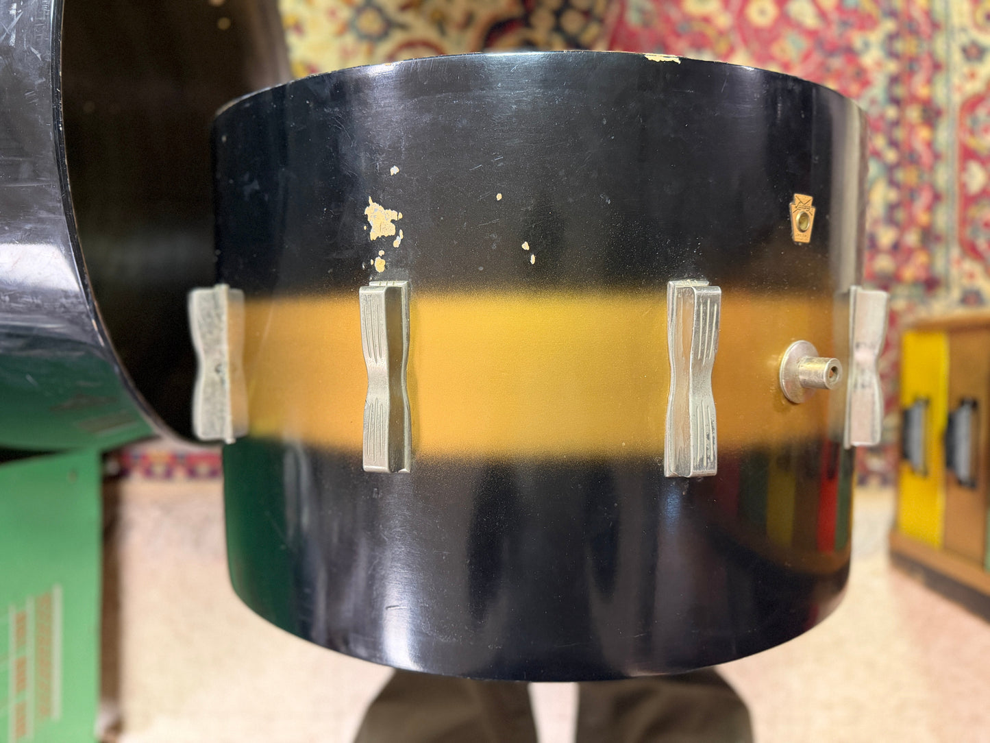 1960 Ludwig Club Date 14x22 Black & Gold Duco Bass Drum Shell