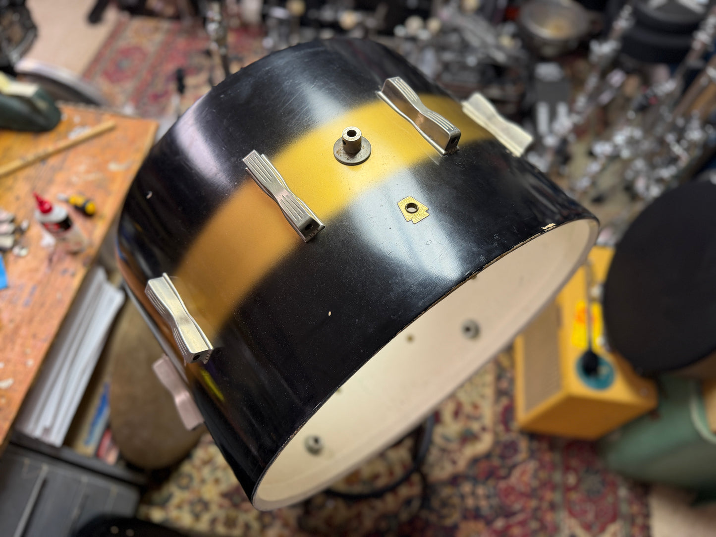 1960 Ludwig Club Date 14x22 Black & Gold Duco Bass Drum Shell