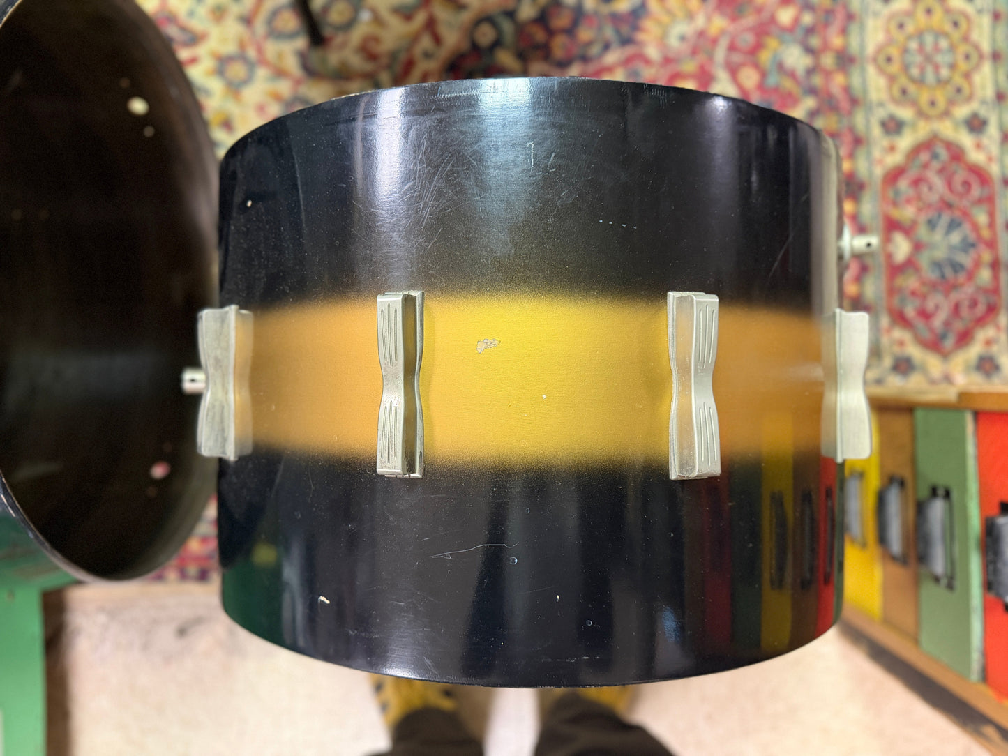 1960 Ludwig Club Date 14x22 Black & Gold Duco Bass Drum Shell