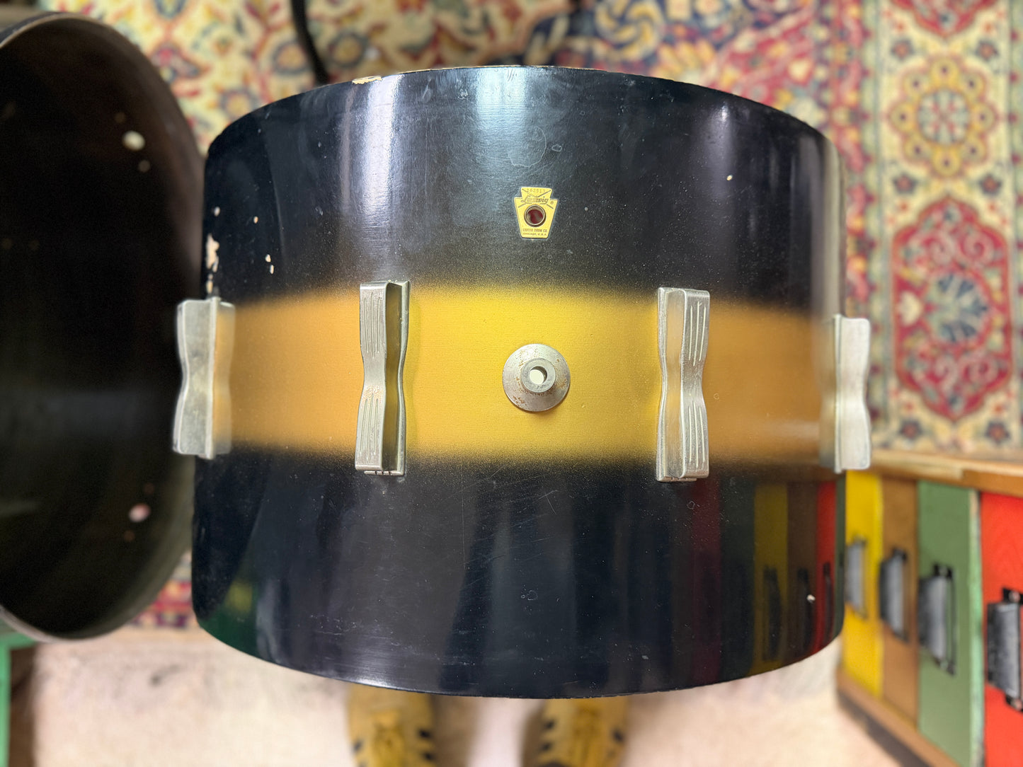 1960 Ludwig Club Date 14x22 Black & Gold Duco Bass Drum Shell