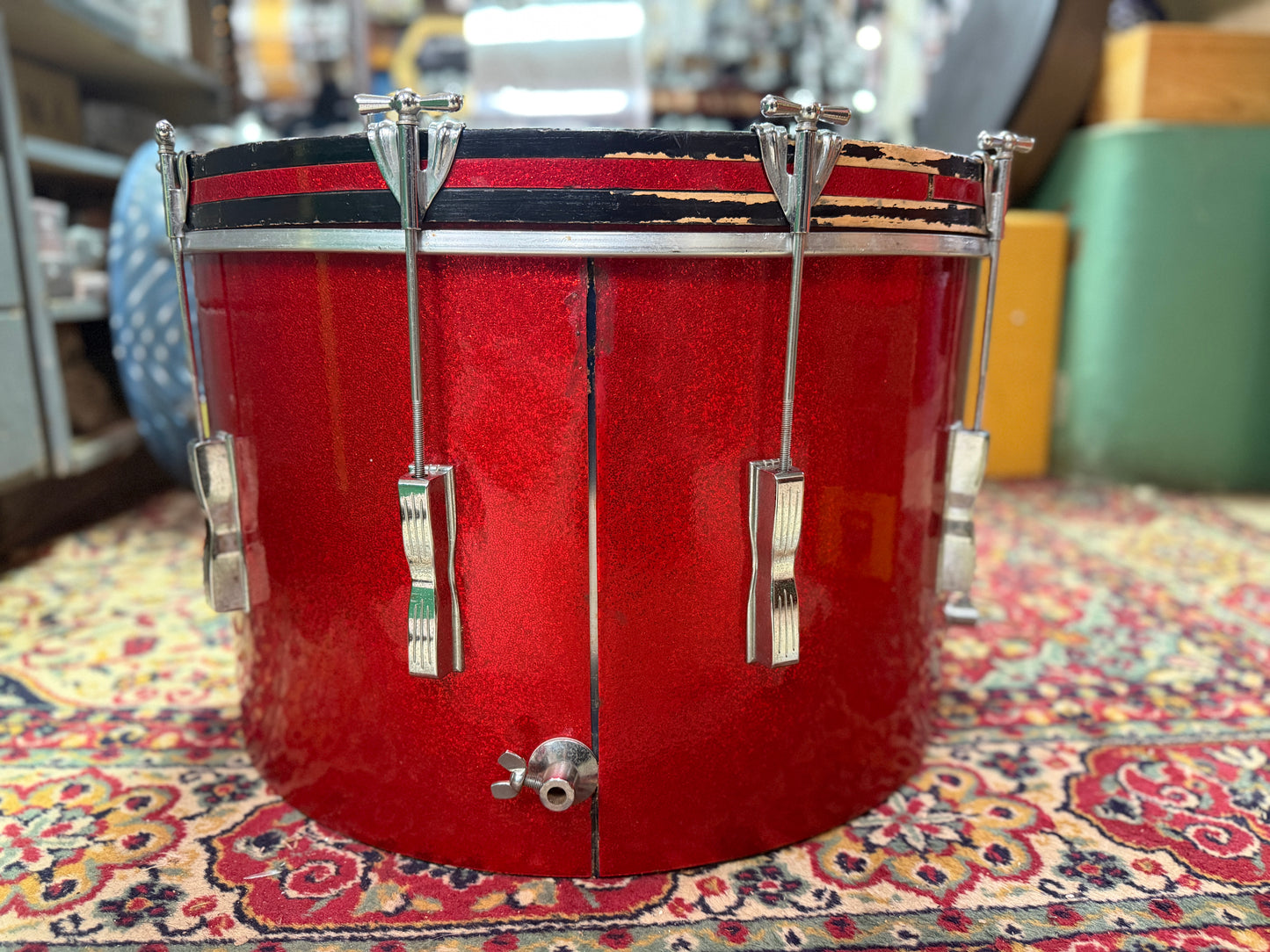 1960s Ludwig Club Date 14x22 Bass Drum Project in Red Sparkle / Duco