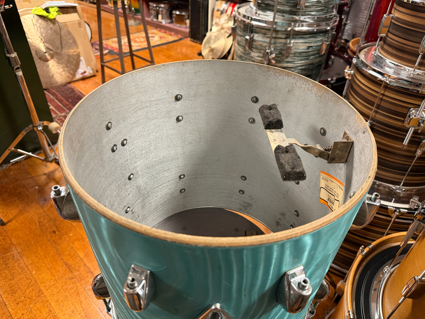 1960s Gretsch 14x14 Floor Tom in Aqua Satin Flame