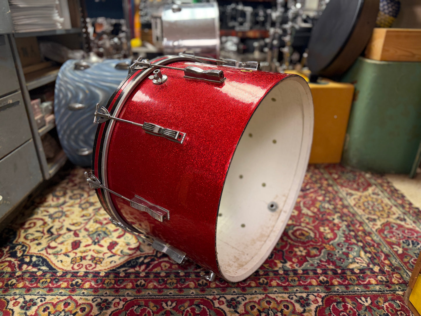 1960s Ludwig Club Date 14x22 Bass Drum Project in Red Sparkle / Duco