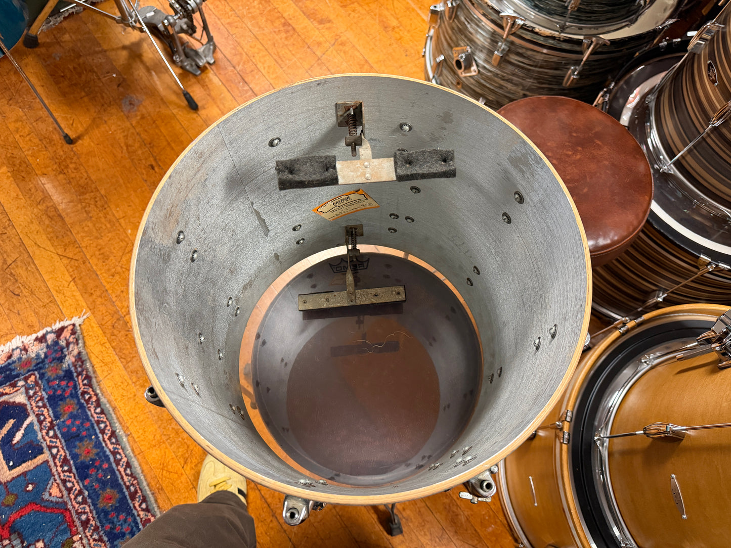 1960s Gretsch 14x14 Floor Tom in Aqua Satin Flame