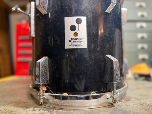 1970s Sonor Phonic 12x12 Tom Tom in Black Wrap