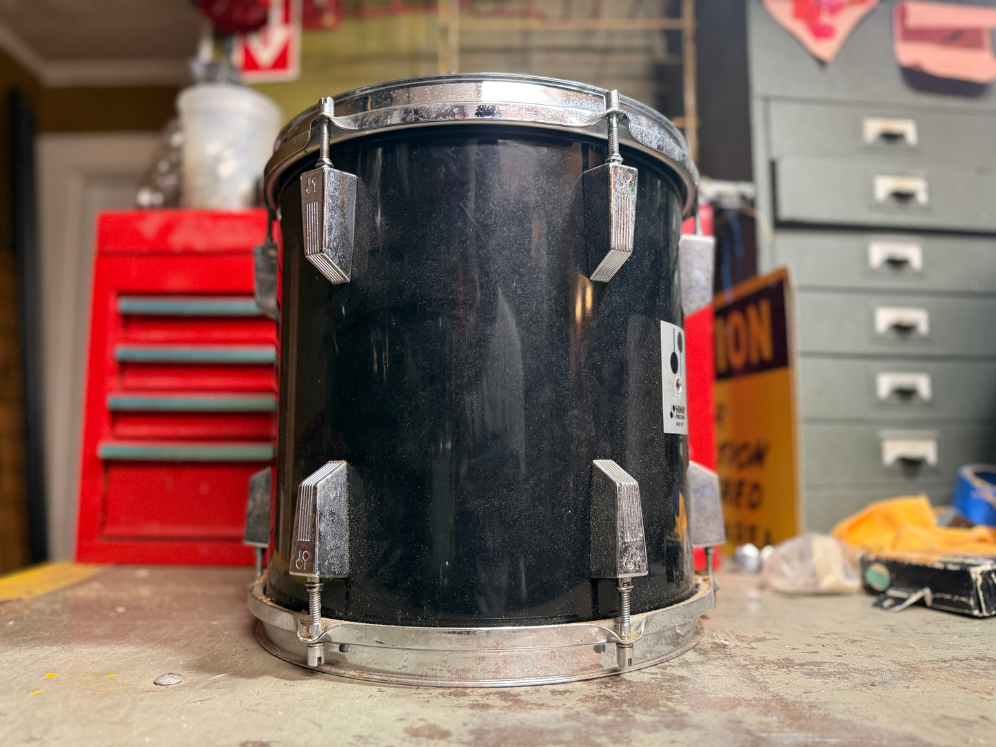 1970s Sonor Phonic 12x12 Tom Tom in Black Wrap