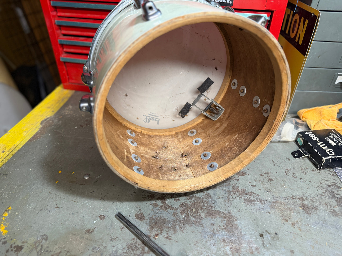 1950s Slingerland 8x12 Tom Tom Project in White Marine Pearl