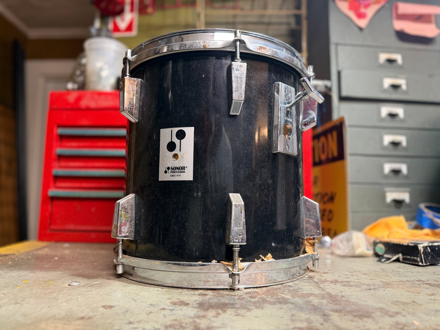 1970s Sonor Phonic 12x12 Tom Tom in Black Wrap