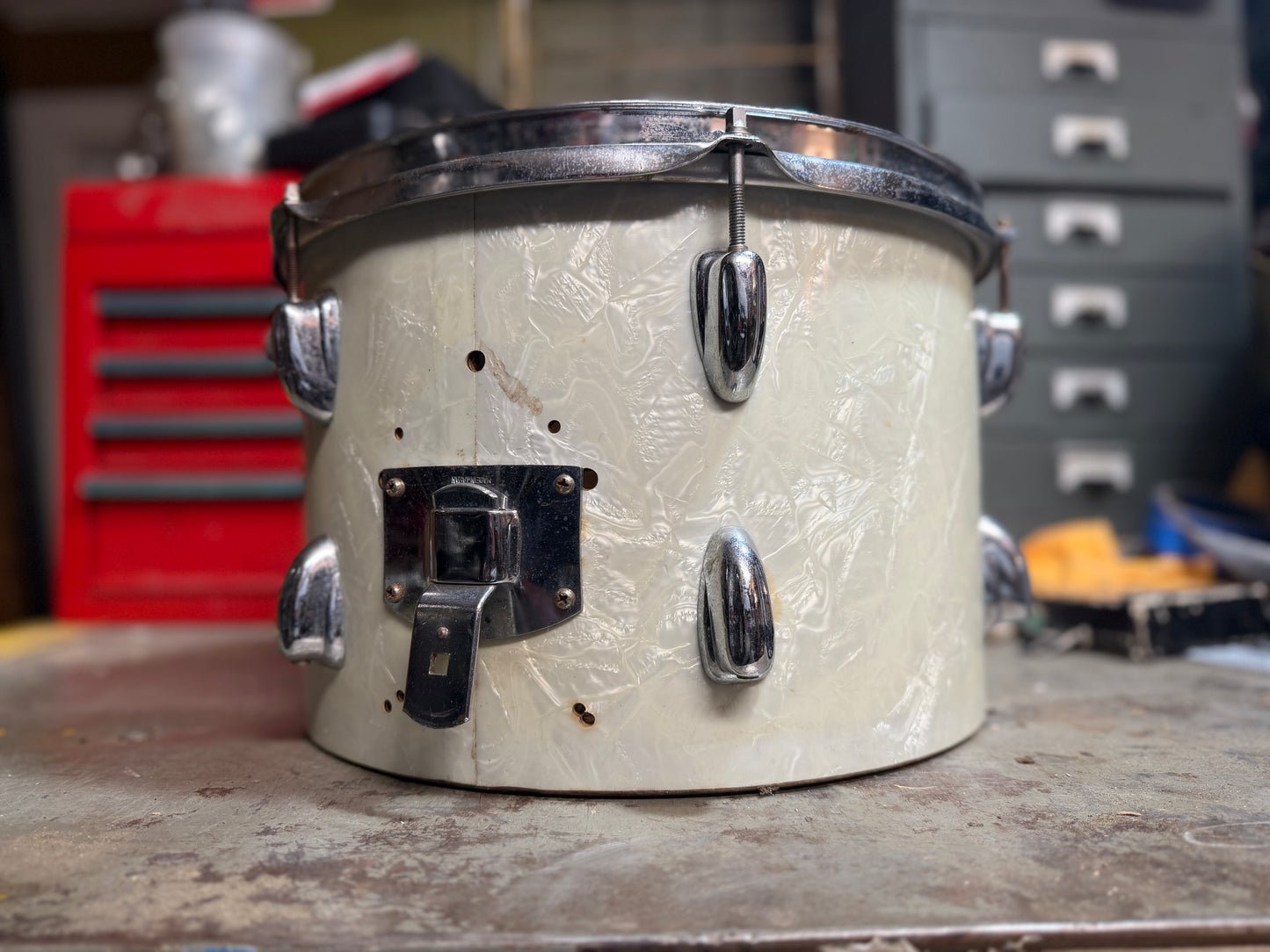 1950s Slingerland 8x12 Tom Tom Project in White Marine Pearl