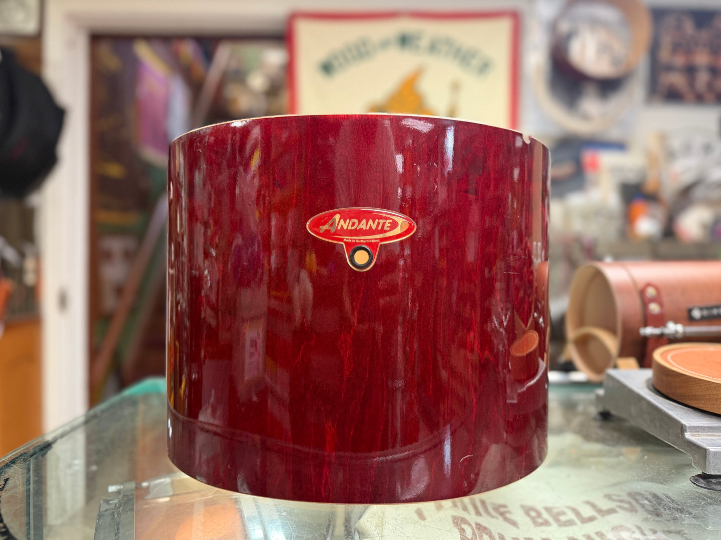 Andante Snare Drum Shell - Red Stain 10x14