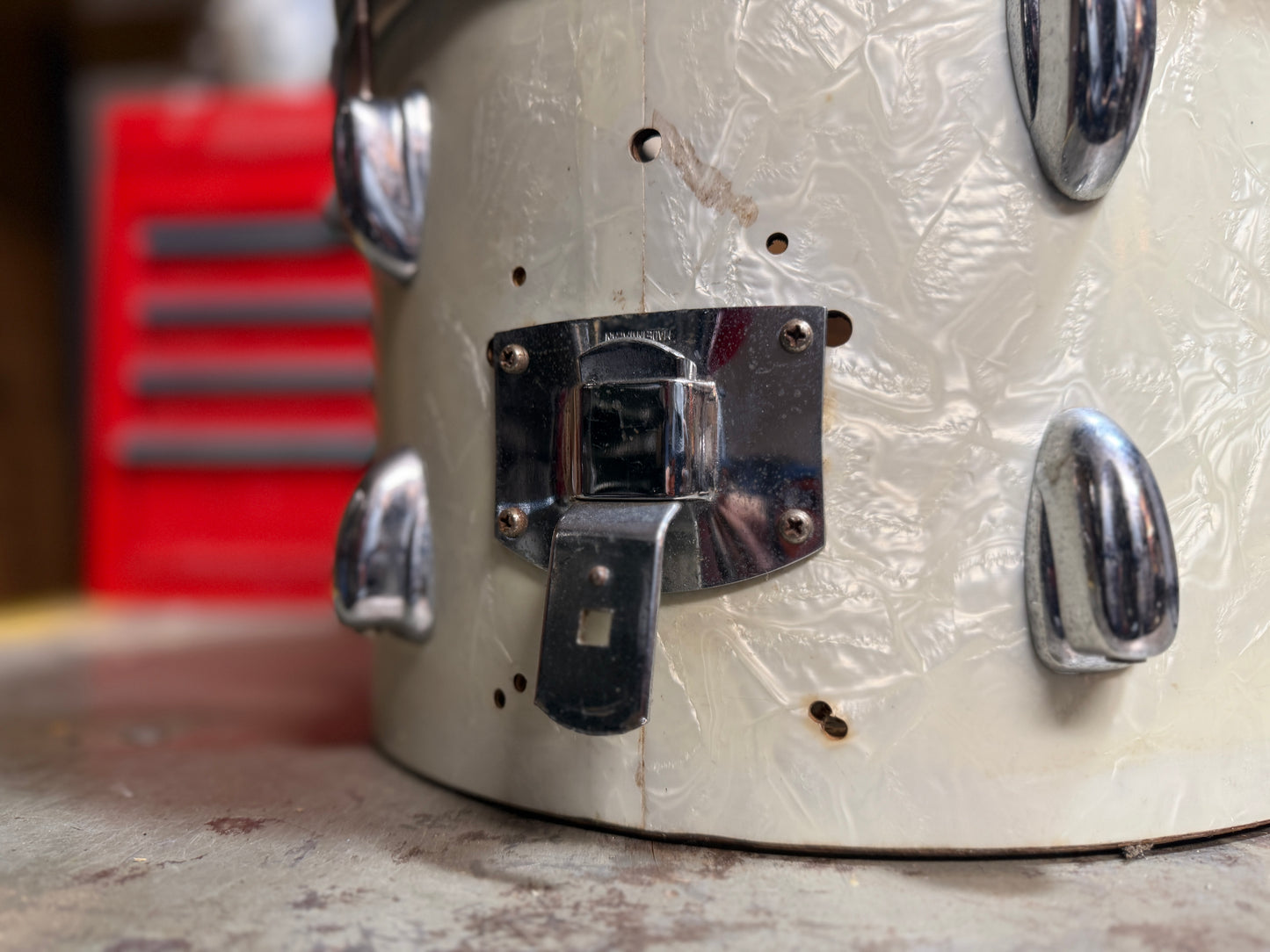 1950s Slingerland 8x12 Tom Tom Project in White Marine Pearl