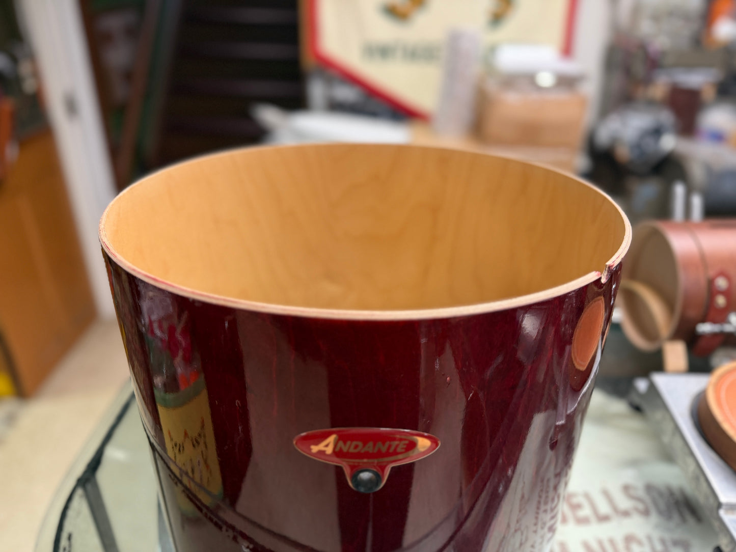 Andante Snare Drum Shell - Red Stain 10x14