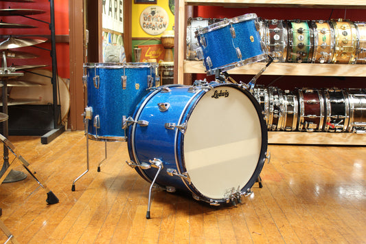 1960s Ludwig Downbeat Outfit in Sparkling Blue Pearl 14x20 8x12 14x14