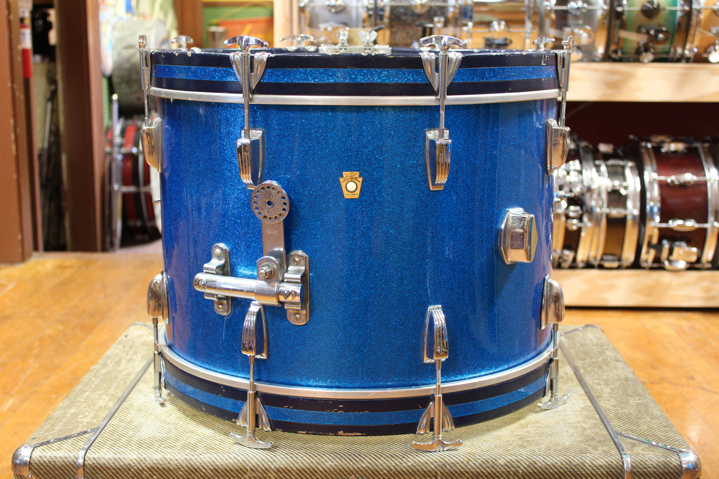 1960s Ludwig Downbeat Outfit in Sparkling Blue Pearl 14x20 8x12 14x14