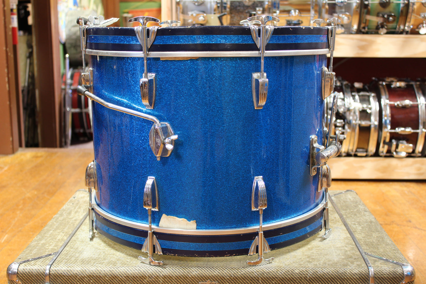1960s Ludwig Downbeat Outfit in Sparkling Blue Pearl 14x20 8x12 14x14