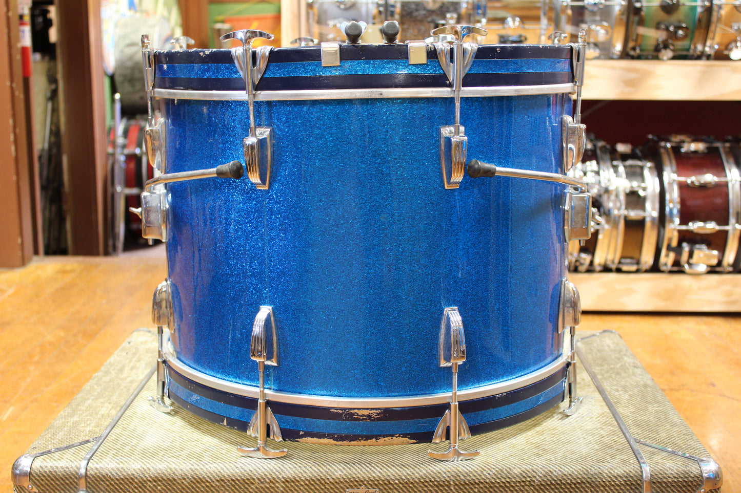 1960s Ludwig Downbeat Outfit in Sparkling Blue Pearl 14x20 8x12 14x14