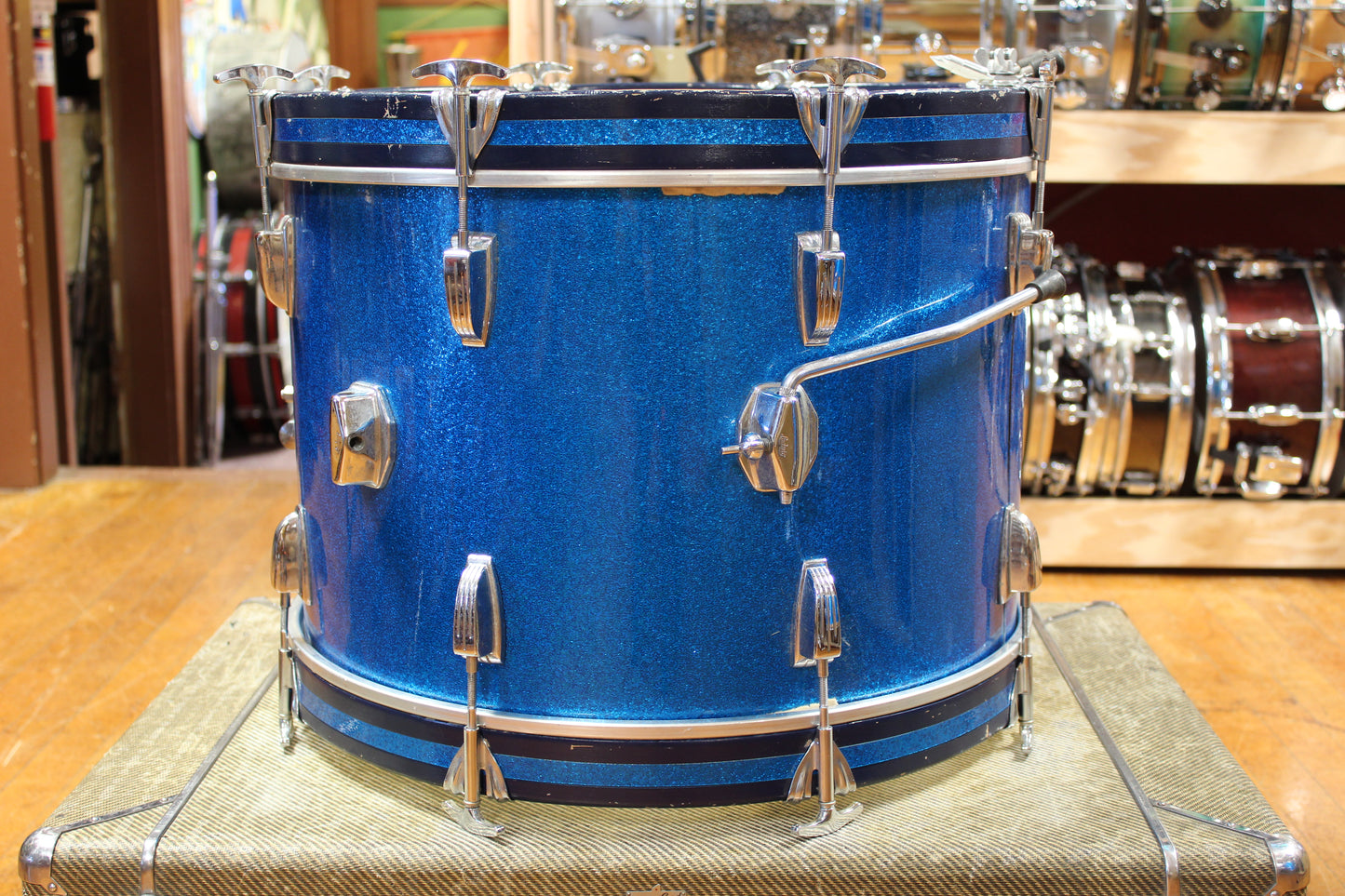 1960s Ludwig Downbeat Outfit in Sparkling Blue Pearl 14x20 8x12 14x14
