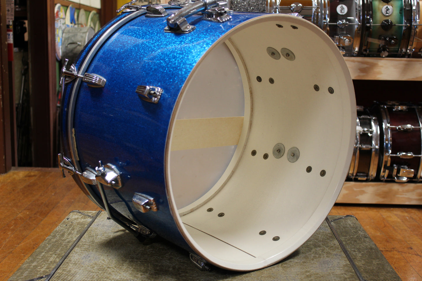 1960s Ludwig Downbeat Outfit in Sparkling Blue Pearl 14x20 8x12 14x14