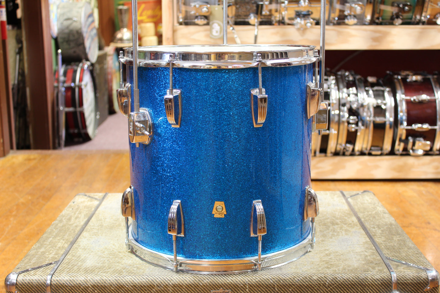 1960s Ludwig Downbeat Outfit in Sparkling Blue Pearl 14x20 8x12 14x14