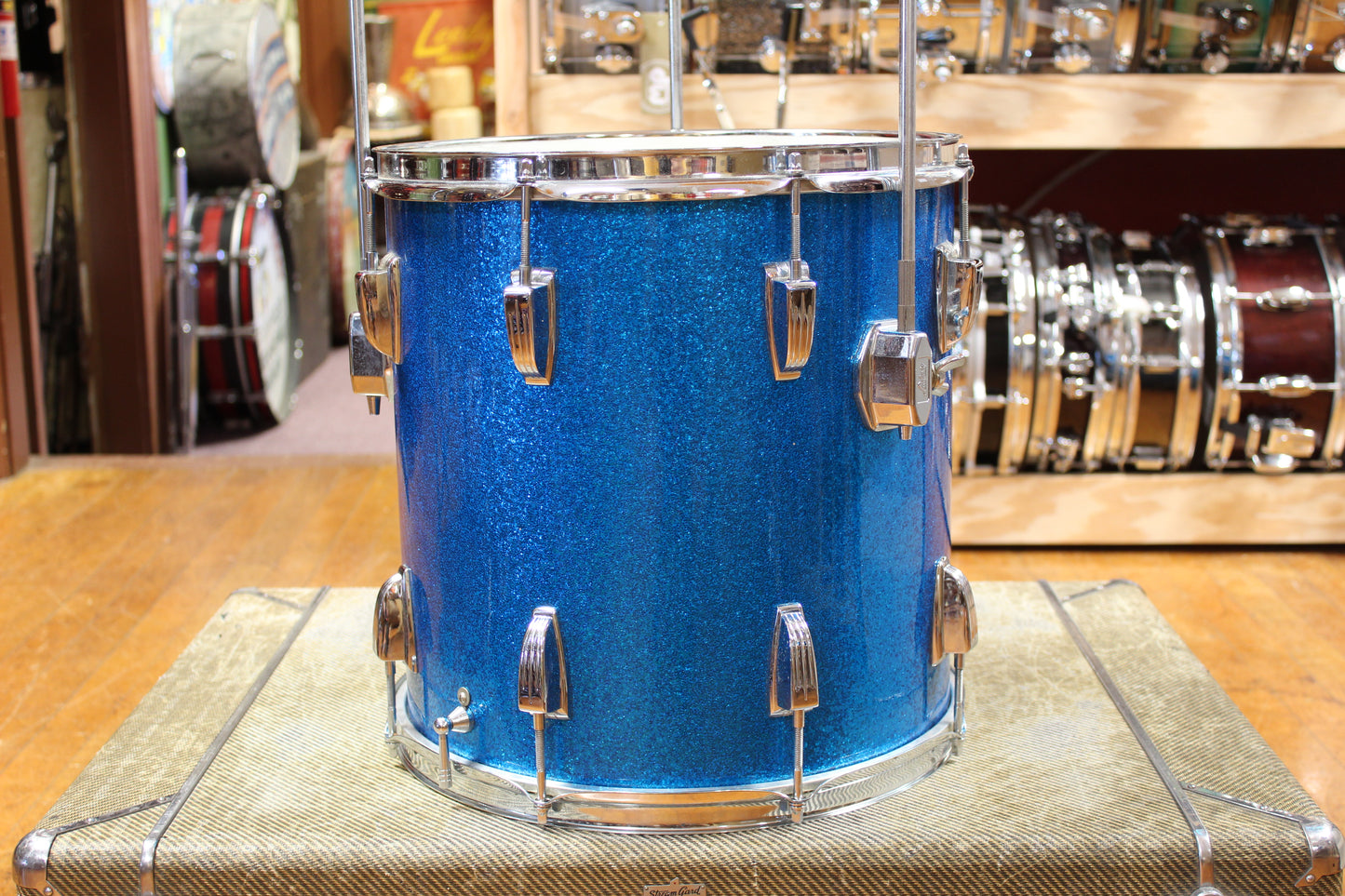 1960s Ludwig Downbeat Outfit in Sparkling Blue Pearl 14x20 8x12 14x14