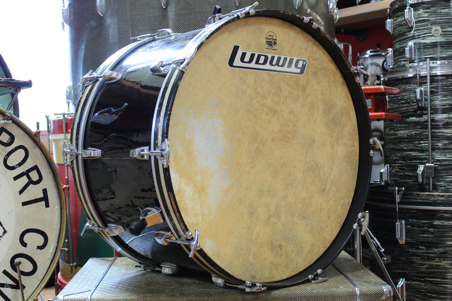 1970's Ludwig 14"x24" Bass Drum in Black Cortex