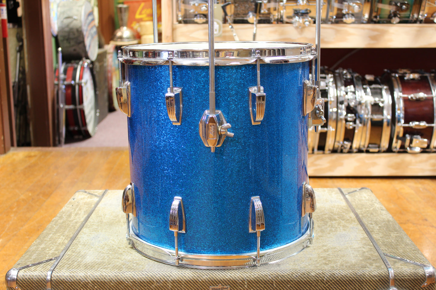 1960s Ludwig Downbeat Outfit in Sparkling Blue Pearl 14x20 8x12 14x14