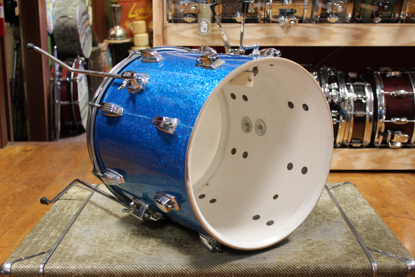 1960s Ludwig Downbeat Outfit in Sparkling Blue Pearl 14x20 8x12 14x14