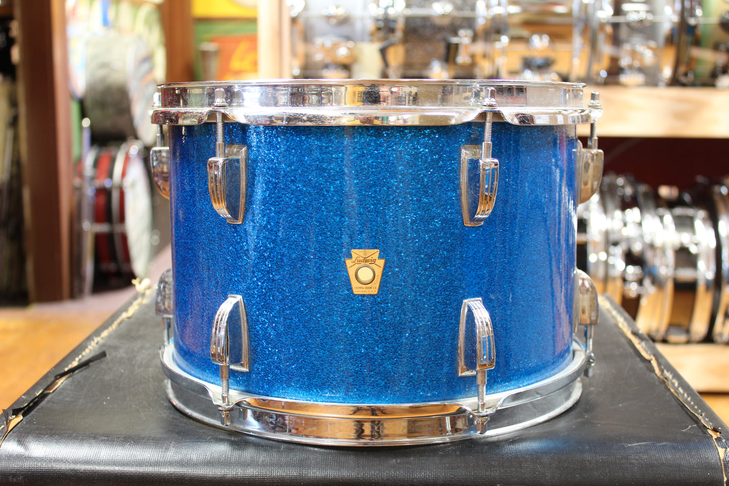 1960s Ludwig Downbeat Outfit in Sparkling Blue Pearl 14x20 8x12 14x14