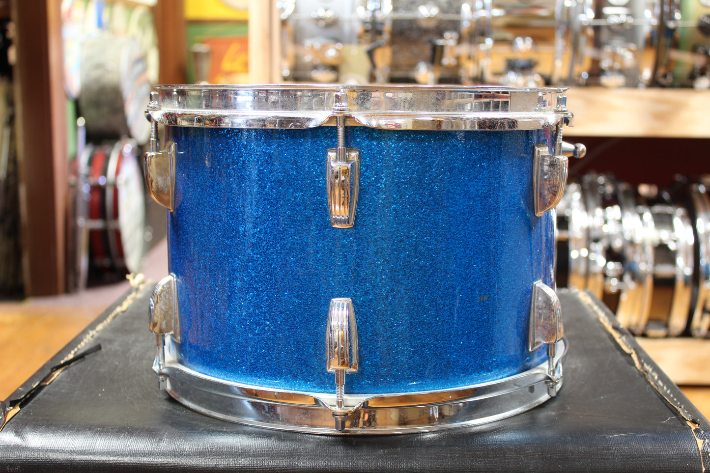 1960s Ludwig Downbeat Outfit in Sparkling Blue Pearl 14x20 8x12 14x14
