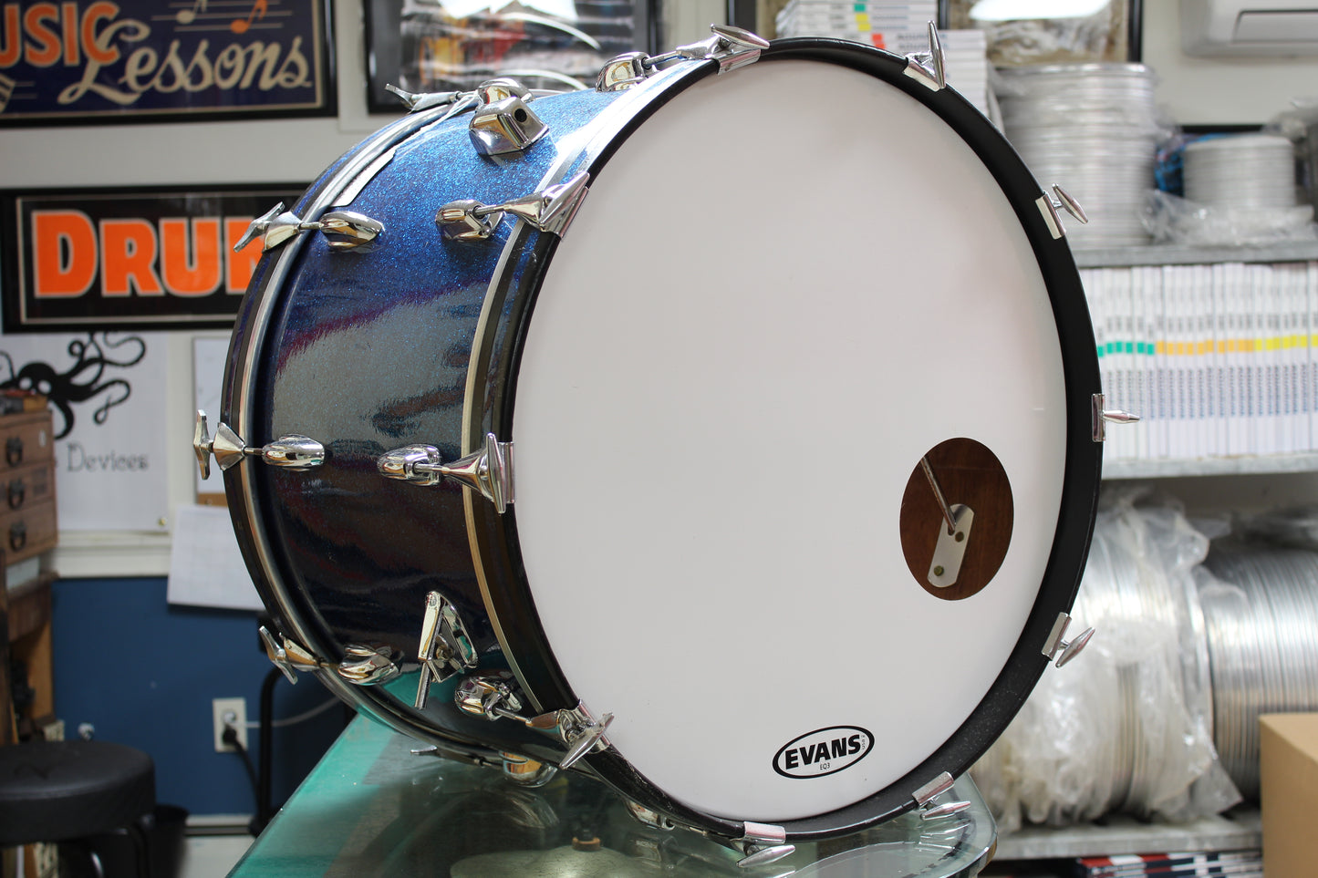 1960's Slingerland 14"x22" Bass Drum in Blue Sparkle