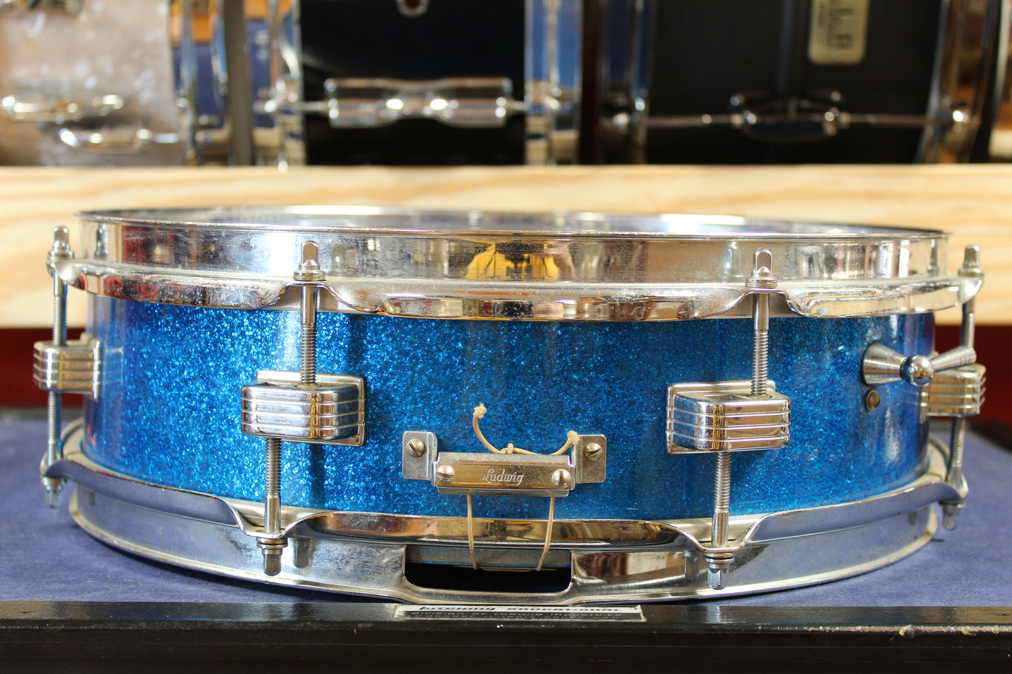 1960s Ludwig 4x14 Downbeat Snare Drum in Sparkling Blue Pearl