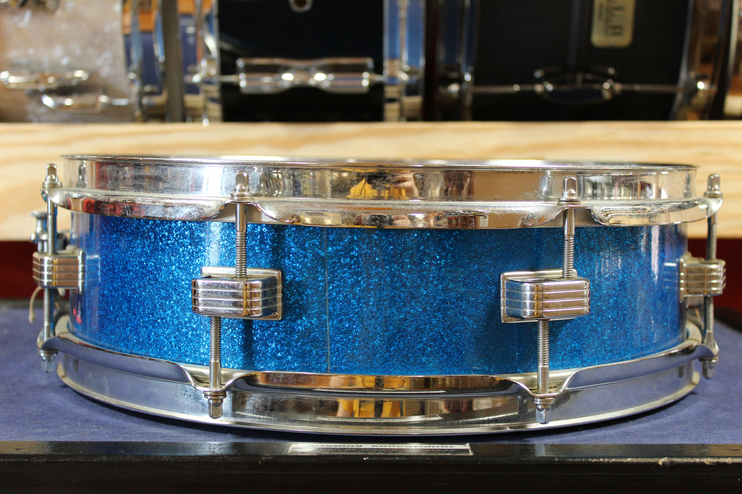 1960s Ludwig 4x14 Downbeat Snare Drum in Sparkling Blue Pearl