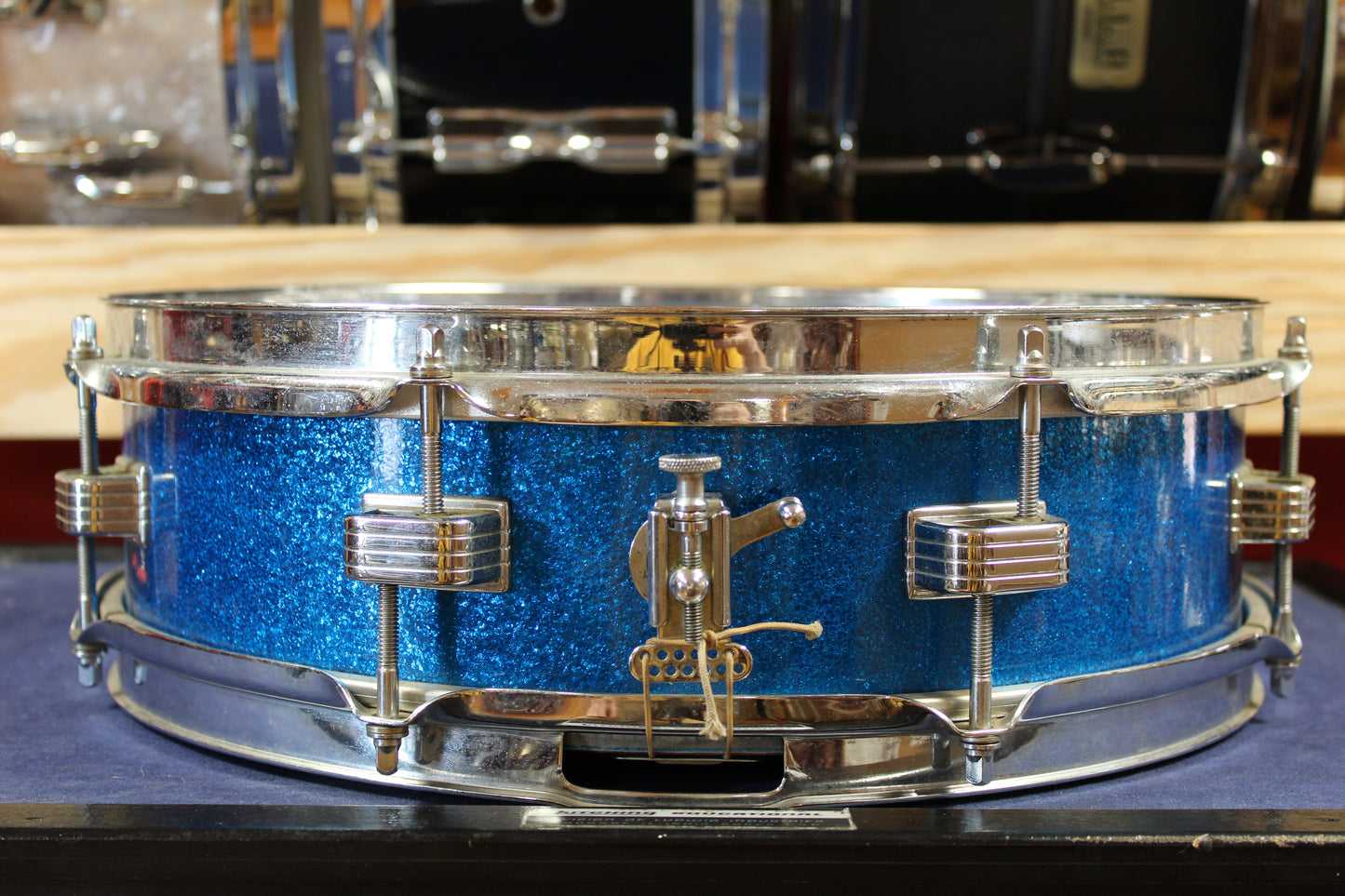 1960s Ludwig 4x14 Downbeat Snare Drum in Sparkling Blue Pearl