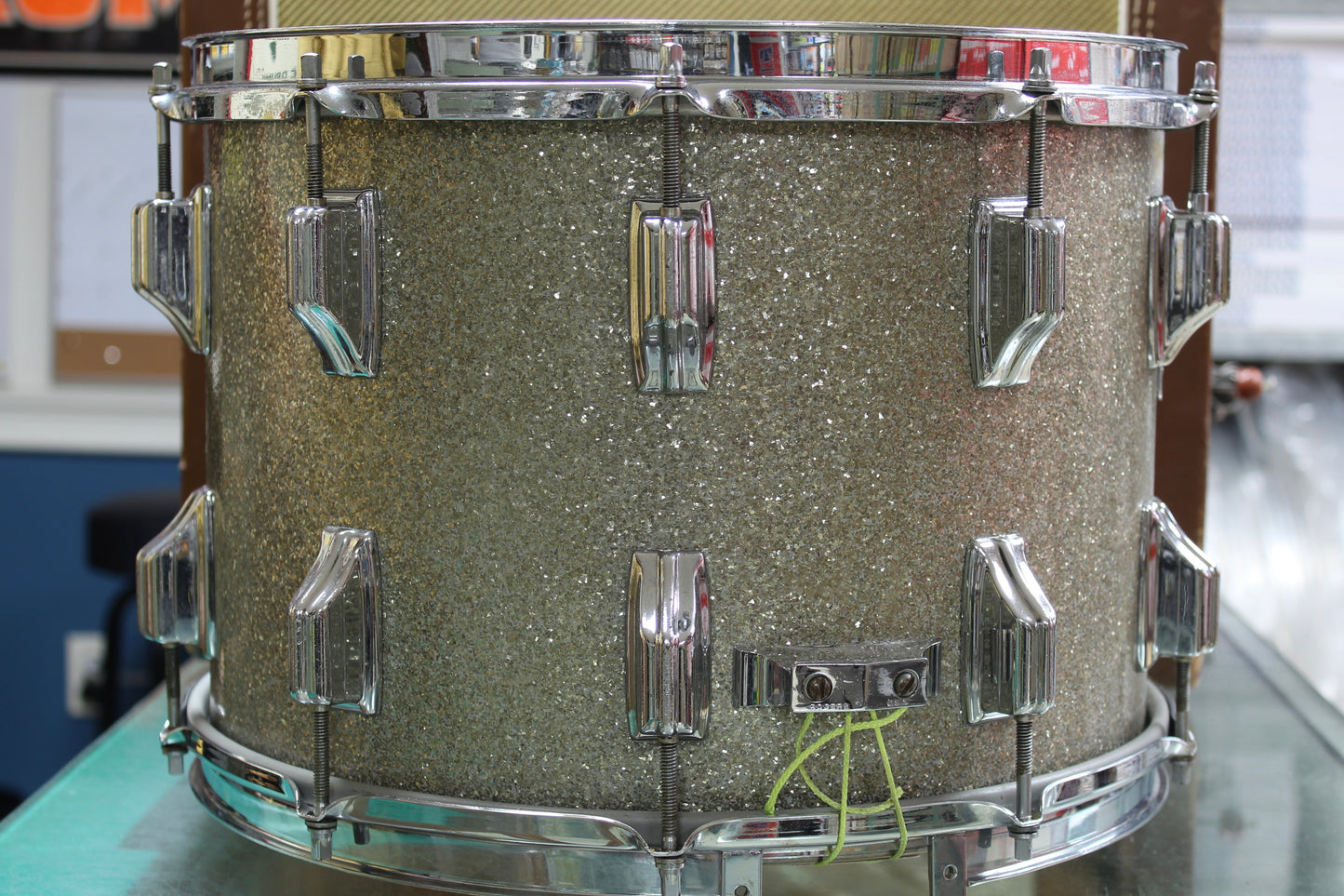 1960's Rogers Dynasonic 9"x14" Snare Drum in Silver Sparkle