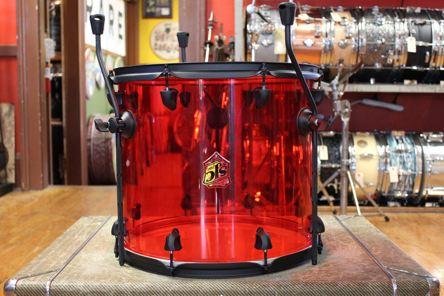 SJC 14x16 and 8x12 Toms Josh Dun Torch Red Acrylic