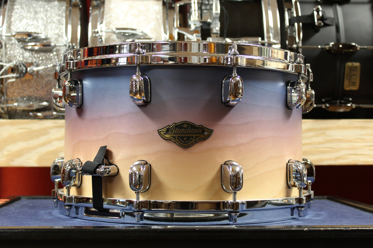 Tama Starclassic 8x14 Walnut/Birch Snare Drum in Satin Purple Atmosphere Fade