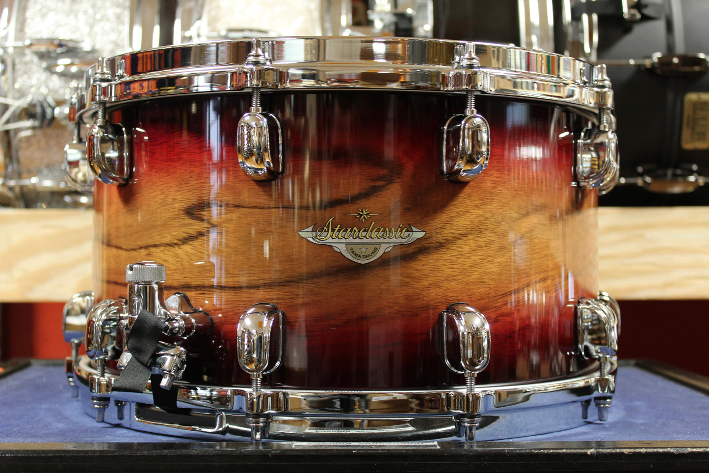Tama Starclassic Maple Exotic 8x14 Snare Drum in Ruby Pacific Walnut Burst