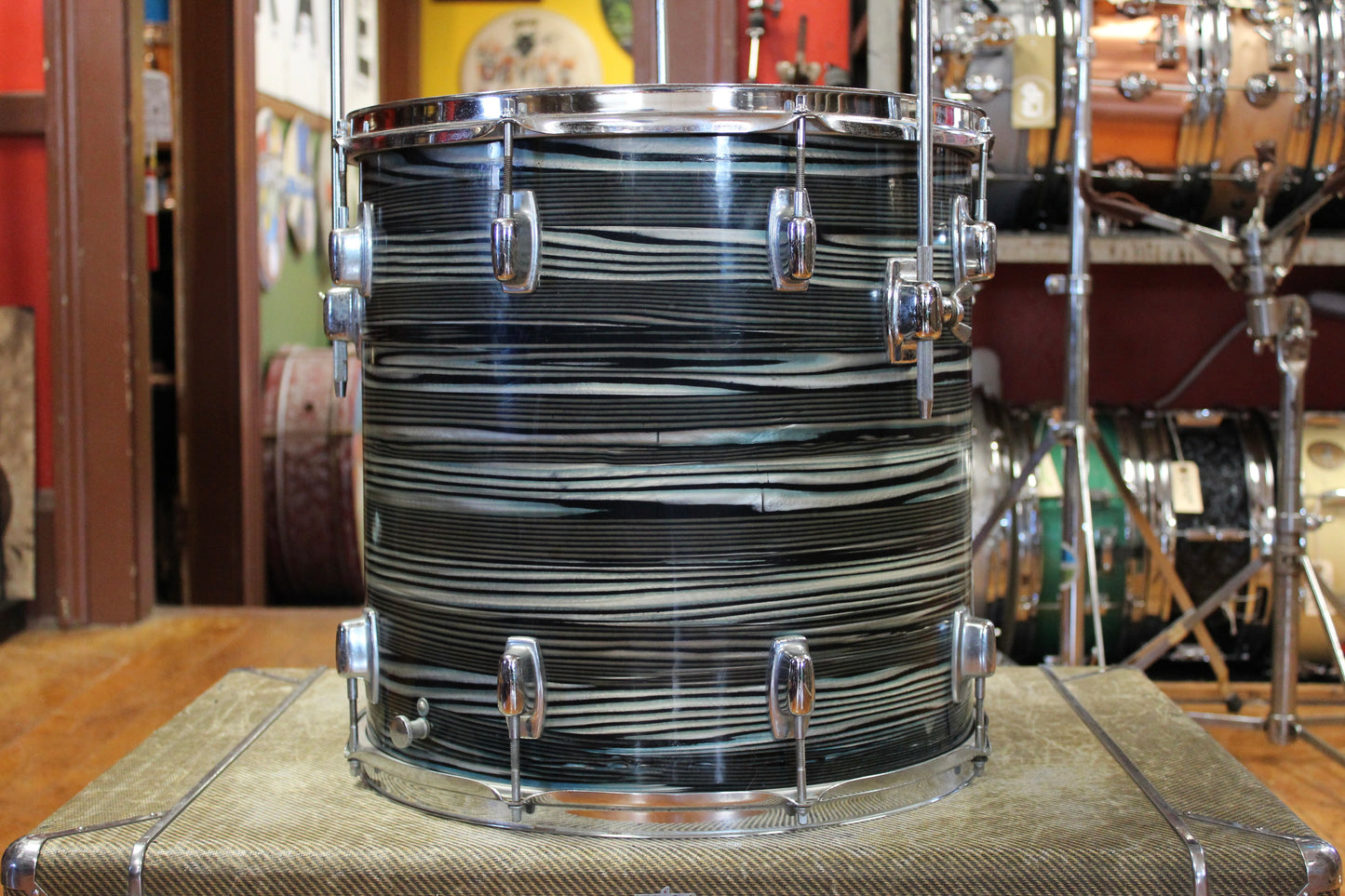 1970s Ludwig 16x16 Standard Floor Tom in Blue Strata