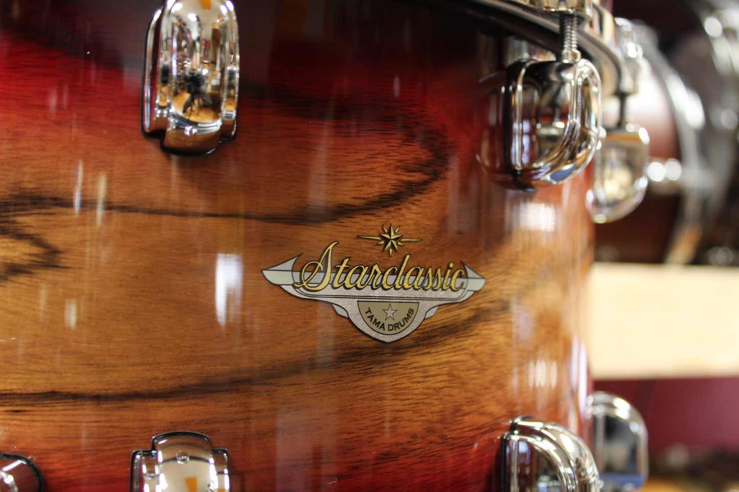 Tama Starclassic Maple Exotic 8x14 Snare Drum in Ruby Pacific Walnut Burst